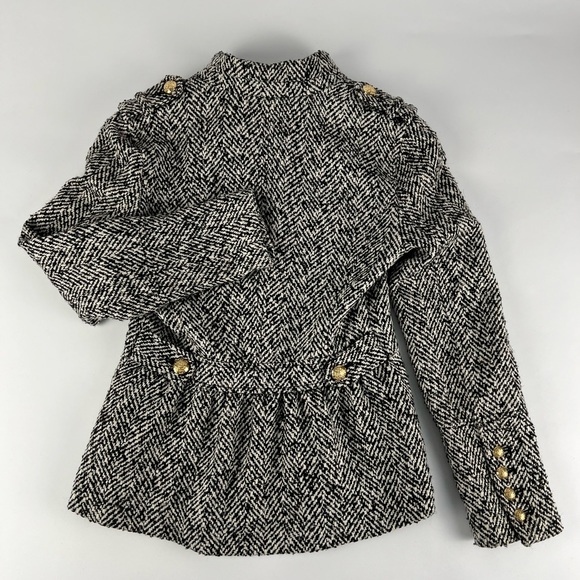 Victoria’s Secret Tweed Pea Coat Size 0 Black snd White Wool Blend Jacket - Picture 4 of 15